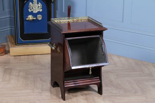 ANTIQUE EDWARDIAN MAHOGANY INLAID FIRESIDE COAL PURDONIUM CABINET SCUTTLE BOX - ADDITIONAL PHOTO 1