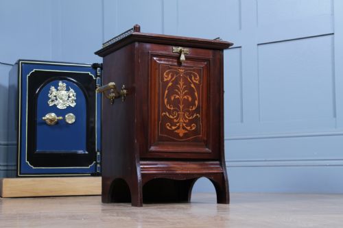 ANTIQUE EDWARDIAN MAHOGANY INLAID FIRESIDE COAL PURDONIUM CABINET SCUTTLE BOX - ADDITIONAL PHOTO 5