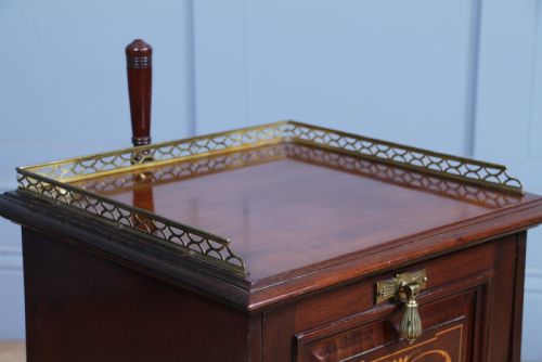 ANTIQUE EDWARDIAN MAHOGANY INLAID FIRESIDE COAL PURDONIUM CABINET SCUTTLE BOX - ADDITIONAL PHOTO 8