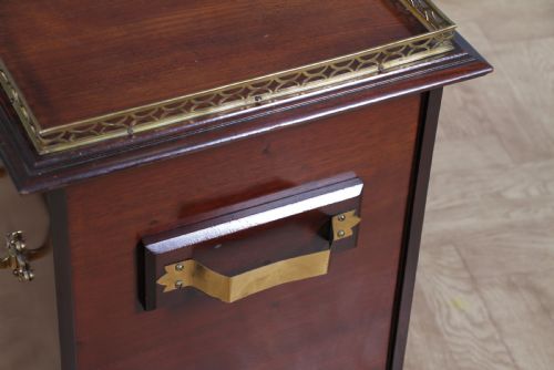 ANTIQUE EDWARDIAN MAHOGANY INLAID FIRESIDE COAL PURDONIUM CABINET SCUTTLE BOX - ADDITIONAL PHOTO 19