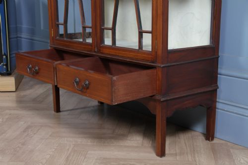 fig 3. Antique Edwardian Sheraton Revival Inlaid Mahogany Glazed Display China Cabinet