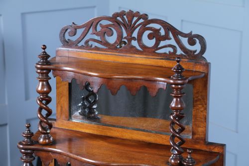 RARE ANTIQUE VICTORIAN WALNUT HOLLOW BARLEY TWIST 6 TIER WHATNOT DISPLAY SHELF - ADDITIONAL PHOTO 4