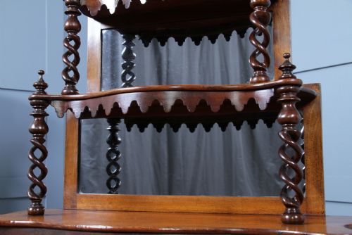 RARE ANTIQUE VICTORIAN WALNUT HOLLOW BARLEY TWIST 6 TIER WHATNOT DISPLAY SHELF - ADDITIONAL PHOTO 11