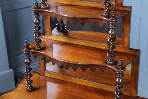 RARE ANTIQUE VICTORIAN WALNUT HOLLOW BARLEY TWIST 6 TIER WHATNOT DISPLAY SHELF - ADDITIONAL PHOTO 19