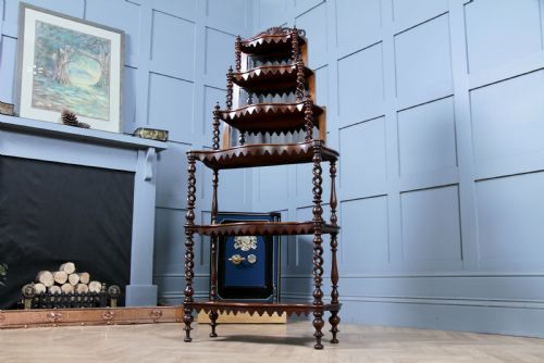 RARE ANTIQUE VICTORIAN WALNUT HOLLOW BARLEY TWIST 6 TIER WHATNOT DISPLAY SHELF - ADDITIONAL PHOTO 21