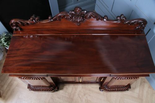 fig 5. Original Antique Early Victorian Grand Flame Grain Mahogany Breakfront Chiffonier Sideboard C1850