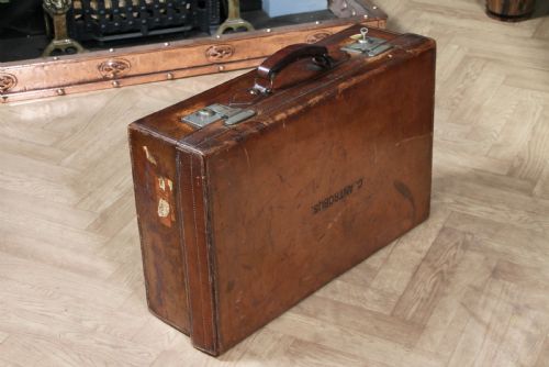 VINTAGE LEATHER FITTED GENTLEMANS SUITCASE CANTROBUS ATTRIBUTED TO FINNEGANS OF BOND STREET LONDON VICTORIAN C1880 - ADDITIONAL PHOTO 5
