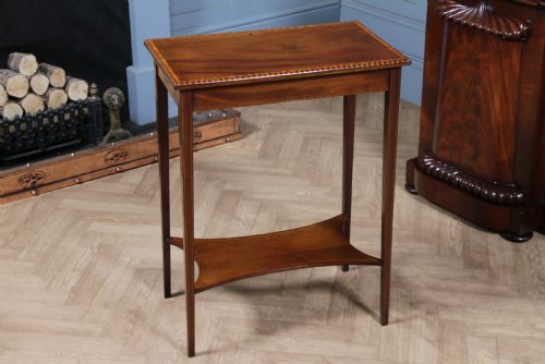 Edwardian Flame Mahogany Chequer Edge Inlaid Side Table