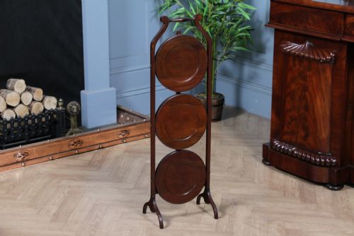 Antique Edwardian Solid Mahogany 3 Tier Folding Cake Stand Stand Vintage 1920'S