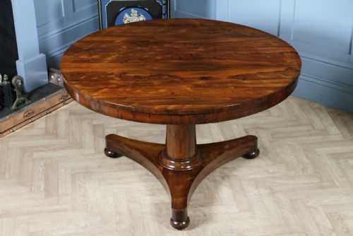 Antique Regency William IV Rosewood Grand Tilt Top Round Dining Table Restored C1830