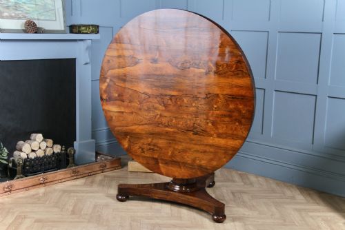 fig 1. Antique Regency William IV Rosewood Grand Tilt Top Round Dining Table Restored C1830