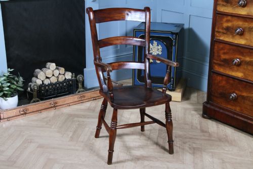 Antique Original Victorian Beech & Elm Ladder Back Fireside Farmhouse Chair