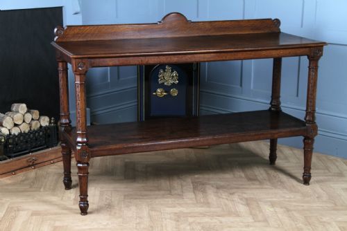 Original Antique Victorian Oak Gothic Revival Serving Buffet Table