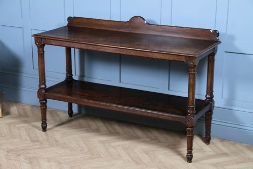 fig 1. Original Antique Victorian Oak Gothic Revival Serving Buffet Table
