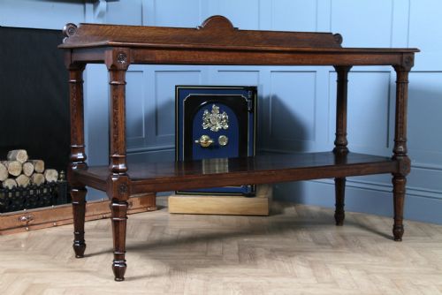 fig 2. Original Antique Victorian Oak Gothic Revival Serving Buffet Table