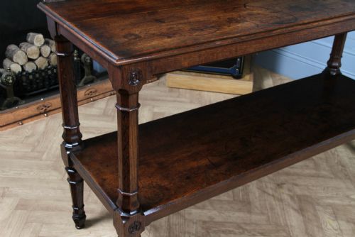 fig 5. Original Antique Victorian Oak Gothic Revival Serving Buffet Table