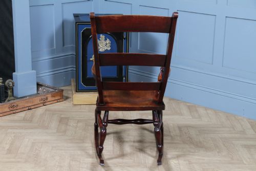 ANTIQUE ORIGINAL VICTORIAN LADDER BACK FIRESIDE ROCKING CHAIR C1880 - ADDITIONAL PHOTO 15