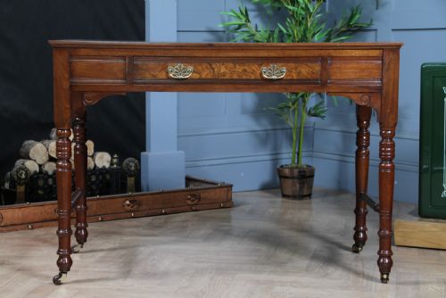 ANTIQUE EDWARDIAN WALNUT LADIES LEATHER TOP WRITING DESK C1890 - ADDITIONAL PHOTO 2