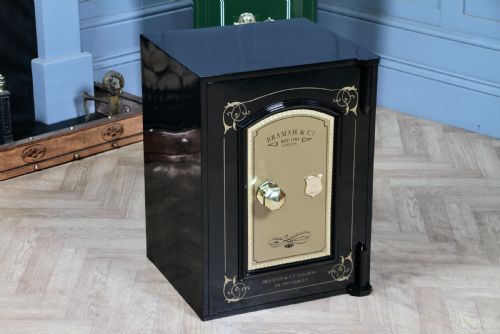 Antique Bramah & Co Black & Gilded Luxury Fireproof Safe Fully Restored Vintage