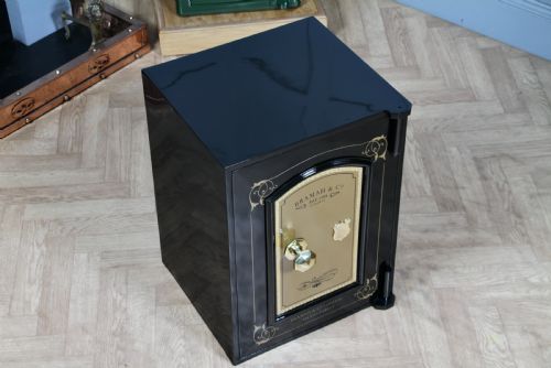 fig 1. Antique Bramah & Co Black & Gilded Luxury Fireproof Safe Fully Restored Vintage
