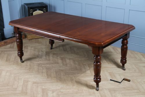 Antique Late Victorian Edwardian Solid Walnut Wind Out 1 Leaf Dining Table C1890