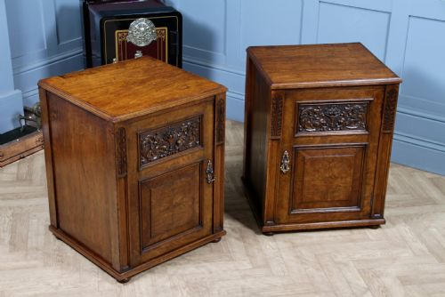 fig 1. Pair of Antique Edwardian Art Nouveau Oak Bedside Cupboards 