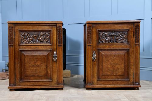 fig 2. Pair of Antique Edwardian Art Nouveau Oak Bedside Cupboards 
