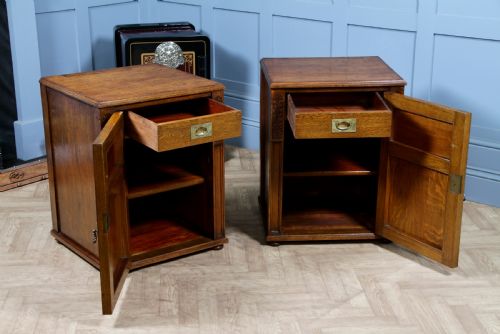 fig 3. Pair of Antique Edwardian Art Nouveau Oak Bedside Cupboards 