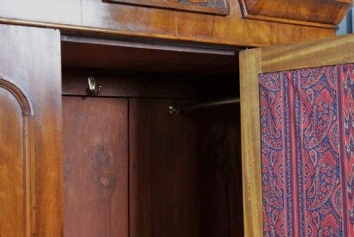 fig 4. Original Antique Victorian Satin Birch Curved Front Small Single Wardrobe C1880