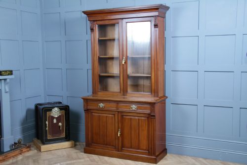 fig 2. Antique Original Edwardian Mahogany Glazed Bookcase Cabinet C1895