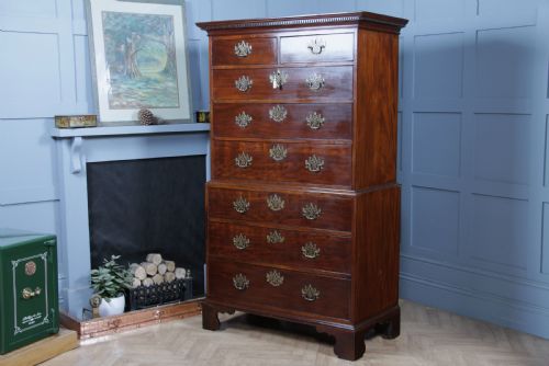 ANTIQUE GEORGE III GEORGIAN MAHOGANY CHEST ON CHEST 8 DRAWERS WITH KEY C1770 - ADDITIONAL PHOTO 1