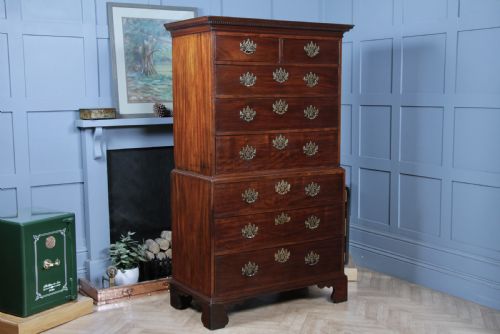 ANTIQUE GEORGE III GEORGIAN MAHOGANY CHEST ON CHEST 8 DRAWERS WITH KEY C1770 - ADDITIONAL PHOTO 17