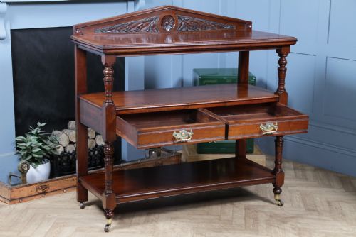ORIGINAL ANTIQUE VICTORIAN 3 TIER WALNUT DUMB WAITER - ADDITIONAL PHOTO 1