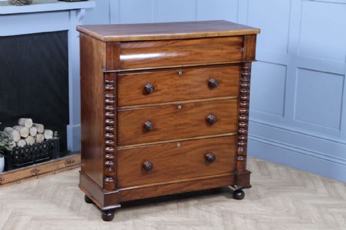 fig 1. Original Antique Victorian Moderately Sized Mahogany Scottish Chest of 4 Drawers