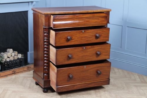 fig 2. Original Antique Victorian Moderately Sized Mahogany Scottish Chest of 4 Drawers
