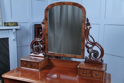ANTIQUE VICTORIAN MAHOGANY GRAND 4 DRAWER CARVED DRESSING TABLE WITH MIRROR 1870 - ADDITIONAL PHOTO 6