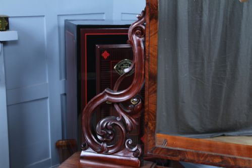 ANTIQUE VICTORIAN MAHOGANY GRAND 4 DRAWER CARVED DRESSING TABLE WITH MIRROR 1870 - ADDITIONAL PHOTO 7