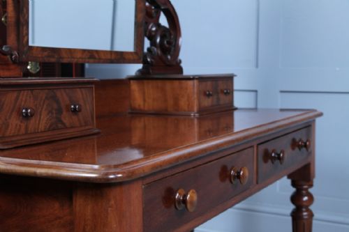 ANTIQUE VICTORIAN MAHOGANY GRAND 4 DRAWER CARVED DRESSING TABLE WITH MIRROR 1870 - ADDITIONAL PHOTO 10