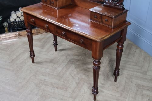 ANTIQUE VICTORIAN MAHOGANY GRAND 4 DRAWER CARVED DRESSING TABLE WITH MIRROR 1870 - ADDITIONAL PHOTO 12