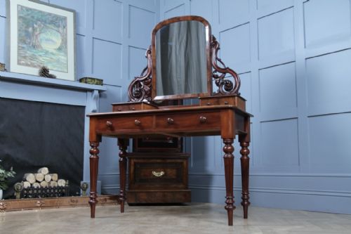 ANTIQUE VICTORIAN MAHOGANY GRAND 4 DRAWER CARVED DRESSING TABLE WITH MIRROR 1870 - ADDITIONAL PHOTO 18