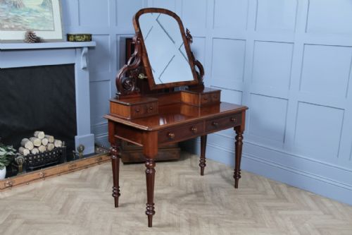 ANTIQUE VICTORIAN MAHOGANY GRAND 4 DRAWER CARVED DRESSING TABLE WITH MIRROR 1870 - ADDITIONAL PHOTO 20