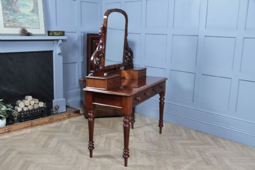 ANTIQUE VICTORIAN MAHOGANY GRAND 4 DRAWER CARVED DRESSING TABLE WITH MIRROR 1870 - ADDITIONAL PHOTO 21