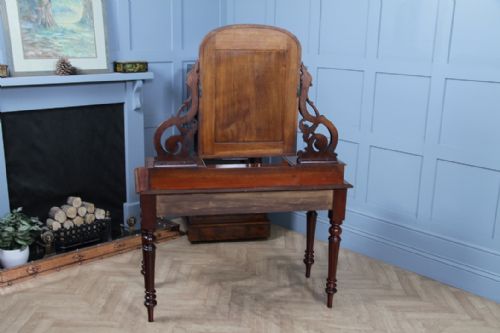 ANTIQUE VICTORIAN MAHOGANY GRAND 4 DRAWER CARVED DRESSING TABLE WITH MIRROR 1870 - ADDITIONAL PHOTO 23