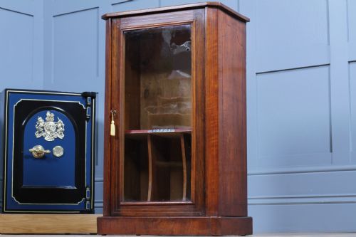 ANTIQUE VICTORIAN BURR YEW WOOD WALNUT INLAID GLAZED MUSIC SHEET CABINET C1880 - ADDITIONAL PHOTO 2