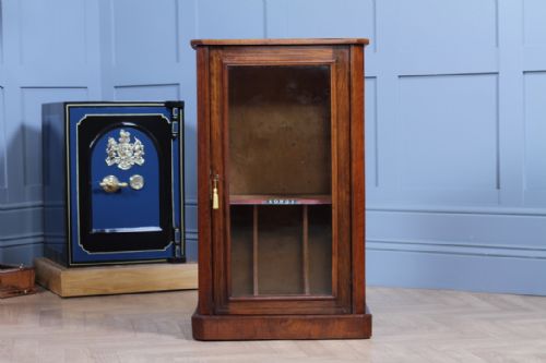 ANTIQUE VICTORIAN BURR YEW WOOD WALNUT INLAID GLAZED MUSIC SHEET CABINET C1880 - ADDITIONAL PHOTO 4