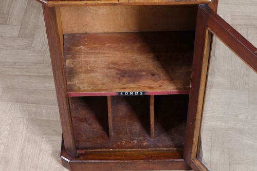 ANTIQUE VICTORIAN BURR YEW WOOD WALNUT INLAID GLAZED MUSIC SHEET CABINET C1880 - ADDITIONAL PHOTO 6