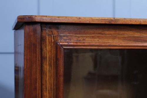ANTIQUE VICTORIAN BURR YEW WOOD WALNUT INLAID GLAZED MUSIC SHEET CABINET C1880 - ADDITIONAL PHOTO 11