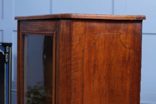 ANTIQUE VICTORIAN BURR YEW WOOD WALNUT INLAID GLAZED MUSIC SHEET CABINET C1880 - ADDITIONAL PHOTO 12