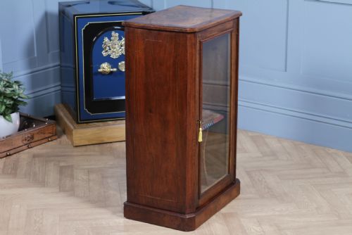 ANTIQUE VICTORIAN BURR YEW WOOD WALNUT INLAID GLAZED MUSIC SHEET CABINET C1880 - ADDITIONAL PHOTO 20