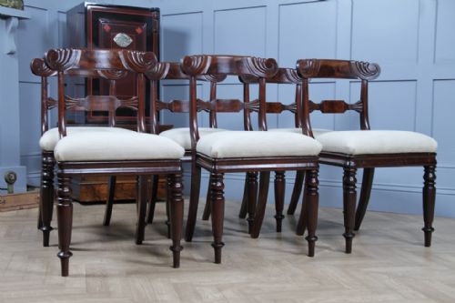 fig 2. Set of 6 Antique Original William IV Mahogany Dining Chairs Regency Carved C1835